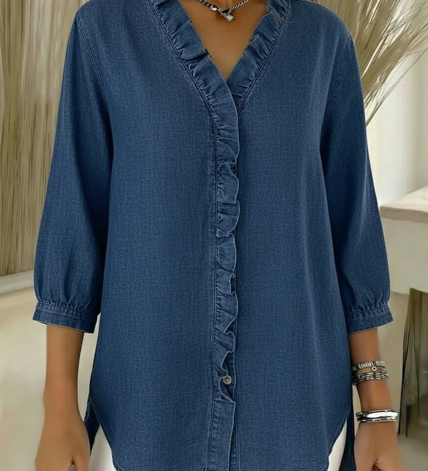 Dóra™ – Elegáns blúz fodros részletekkel