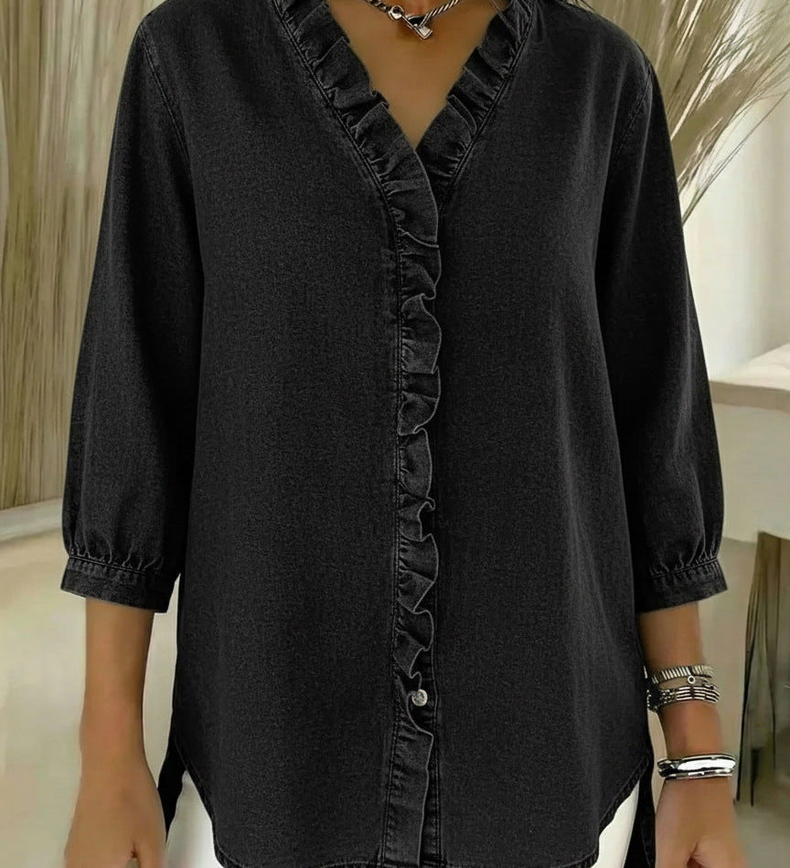 Dóra™ – Elegáns blúz fodros részletekkel